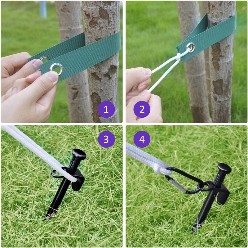 FCENDS Heavy Duty Steel Tree Support Kit, Tree Stake Kit for Newly Planted Trees Against Bad Weather, Include 6 PCS Tree Straps for Staking, 6 PCS Tree Stakes and 2 PCS Rope of 31.2 FT for Anchoring (2) - Image 2